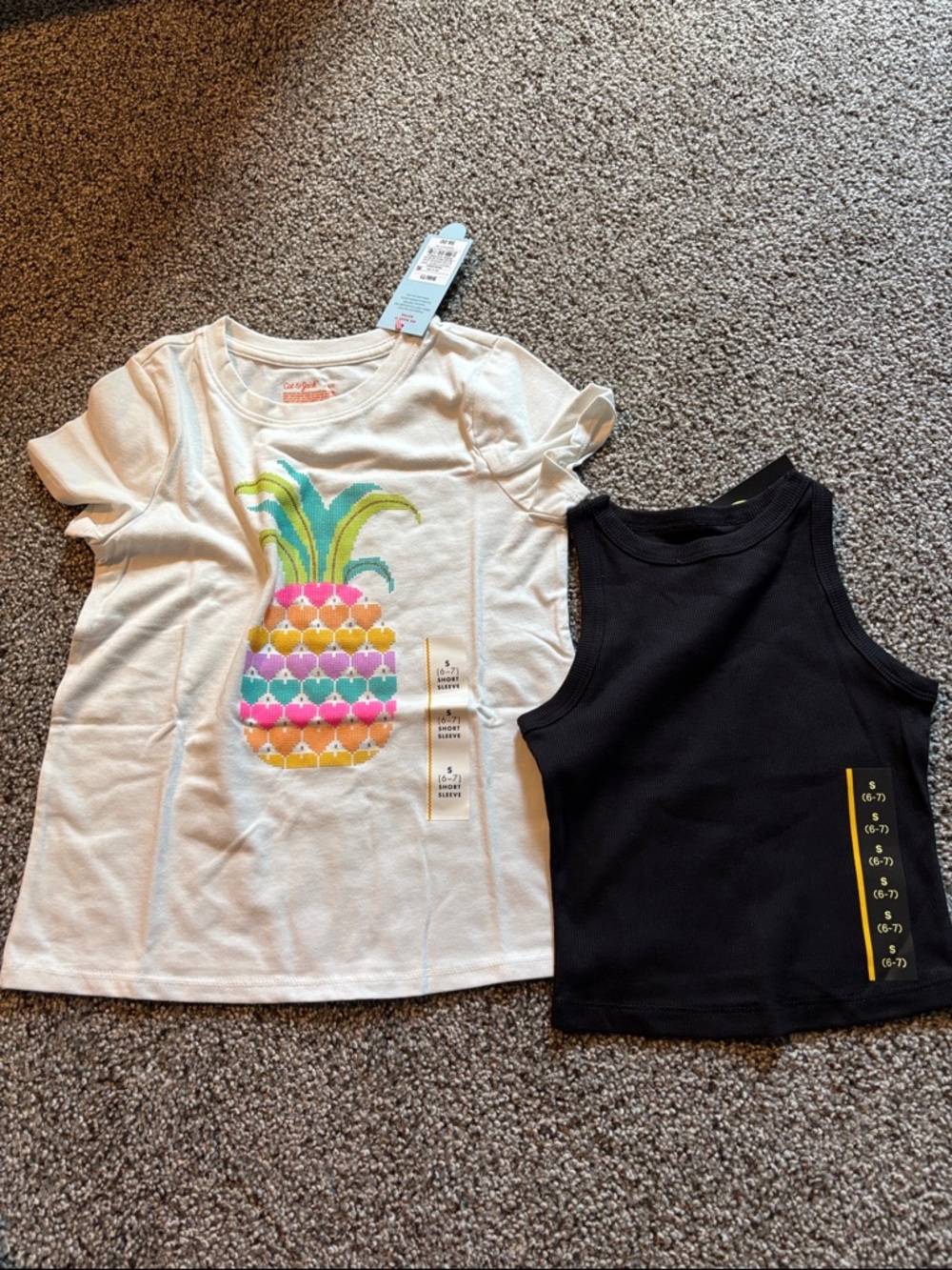 NEW art class White Pineapple Graphic Tee with Black Tank Set